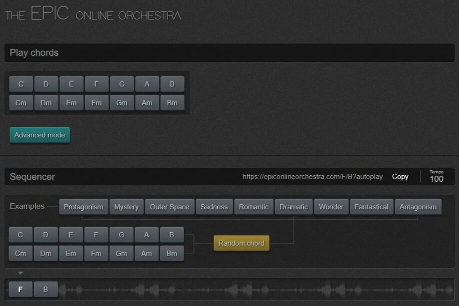 The Epic Online Orchestra online interface