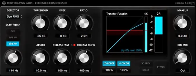 TDR Feedback Compressor plugin interface