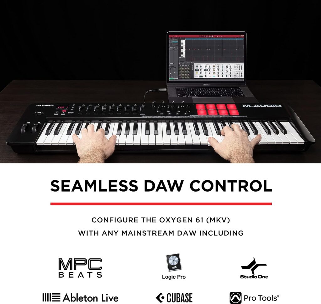 M-Audio Oxygen 61 (MKV) – 61 Key USB MIDI Keyboard Controller With Beat Pads, Smart Chord  Scale Modes, Arpeggiator and Software Suite Included