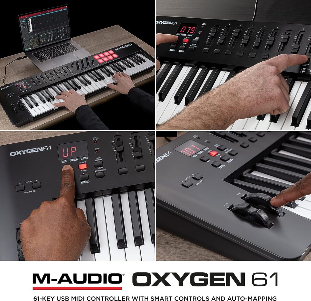 M-Audio Oxygen 61 (MKV) – 61 Key USB MIDI Keyboard Controller With Beat Pads, Smart Chord  Scale Modes, Arpeggiator and Software Suite Included