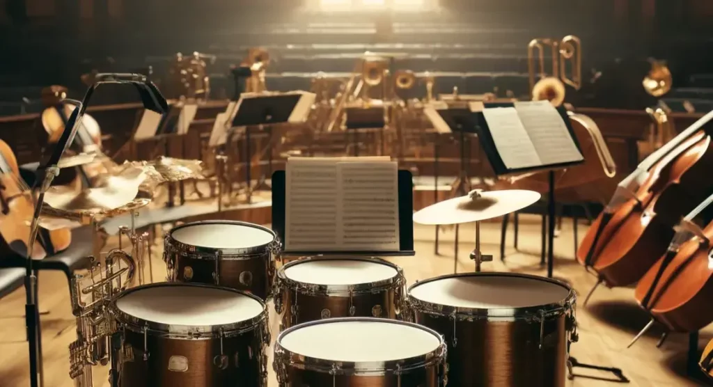 image showing timpani drums integrated with other orchestral instruments