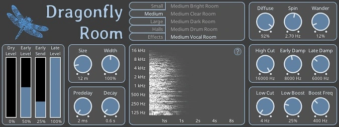 Dragonfly Room Reverb by Miachael Willis GUI