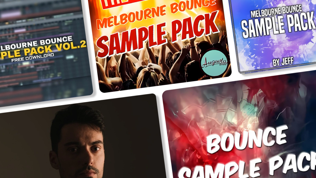 Image displaying multiple artworks featuring free melbourne bounce sample packs.