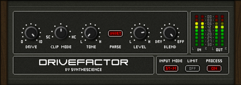 Drivefactor by Synthescience GUI - 10 Best Free Distortion VST Plugins